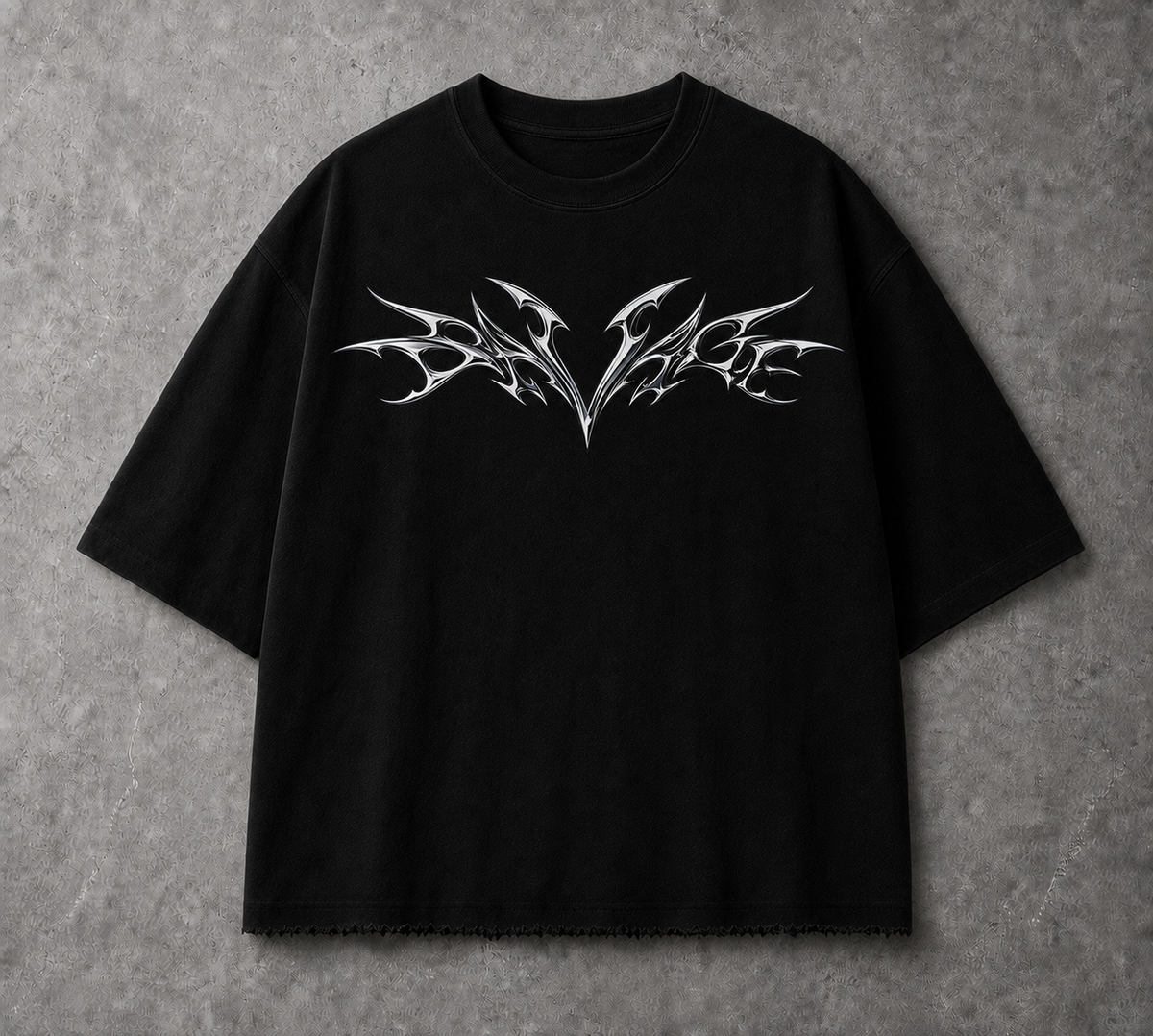 SAVAGE  Distressed Boxy Oversized Tee